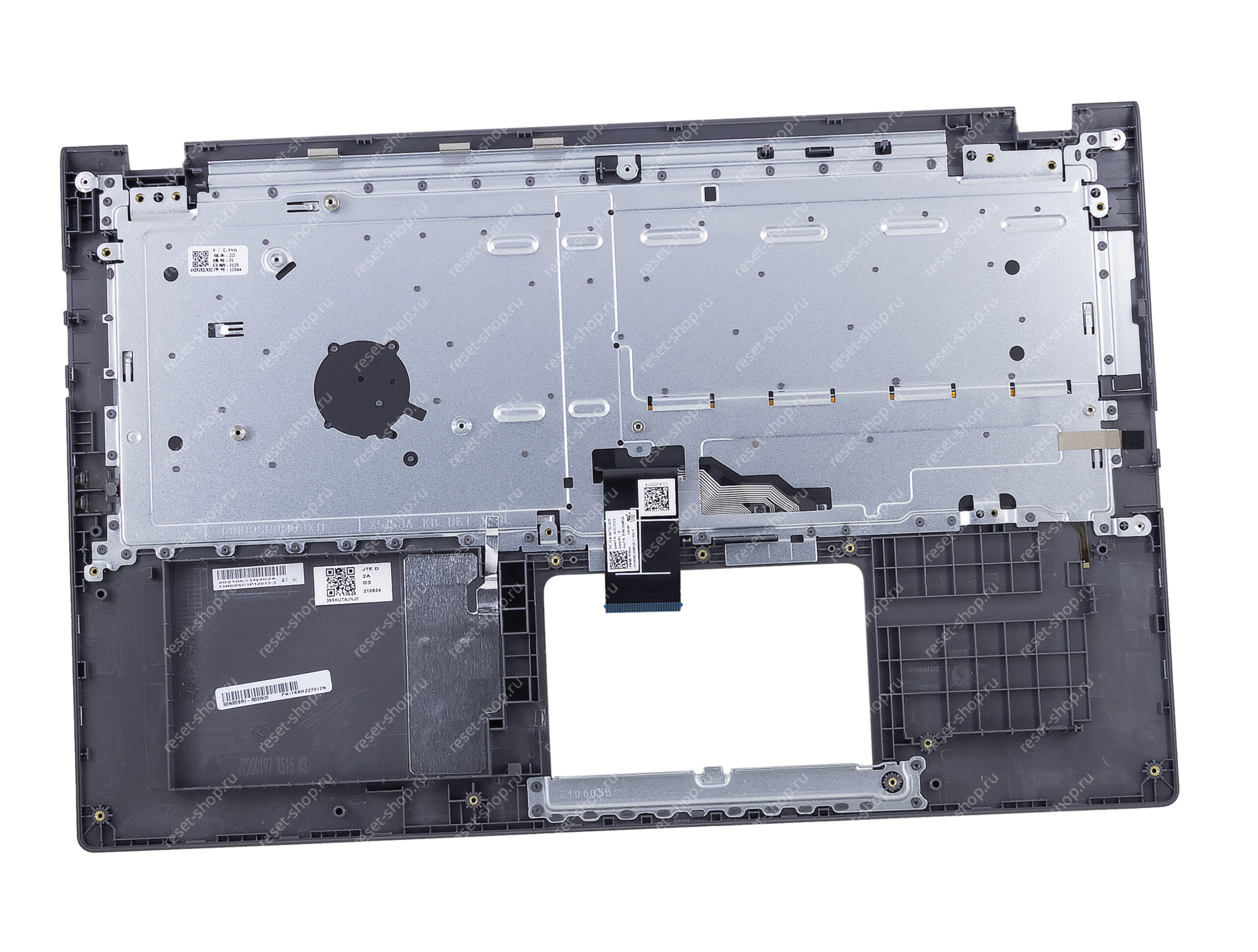 Клавиатура для ноутбука ASUS X515JA топкейс серый, клавиши черные с подсветкой Клавиатура для ноутбука ASUS X515JA топкейс серый, клавиши черные с подсветкой