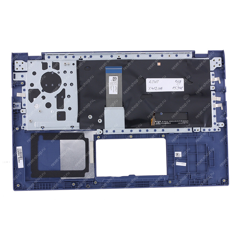 Клавиатура для ноутбука ASUS X412UA топкейс фиолетовый, клавиши чёрные с подсветкой / без FP