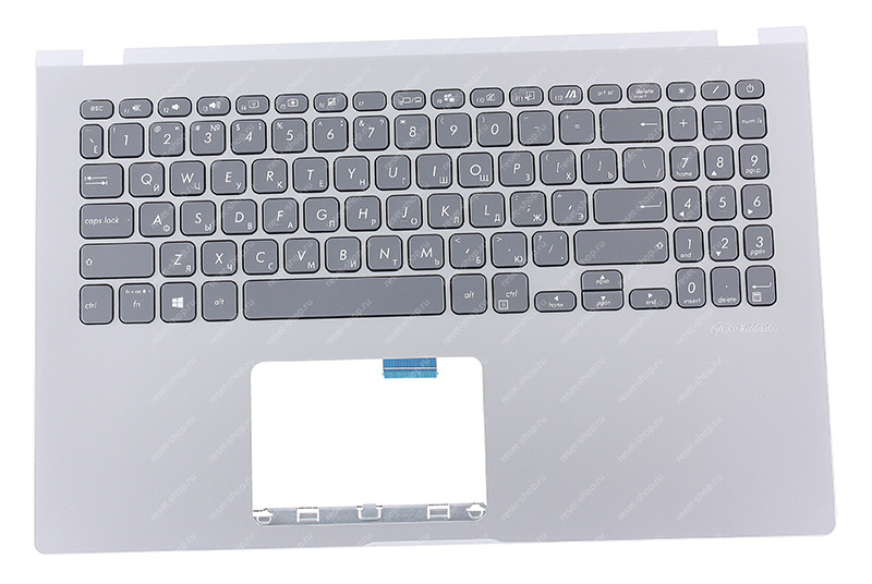 Клавиатура для ноутбука ASUS X509FA топкейс серебристый, клавиши серые без подсветки