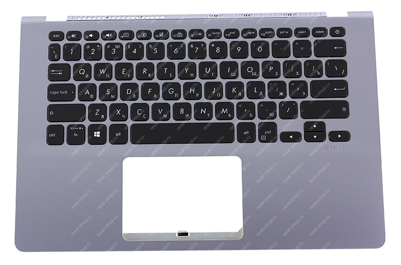 Клавиатура для ноутбука ASUS X430FA топкейс серо-желтый, клавиши черные с подсветкой