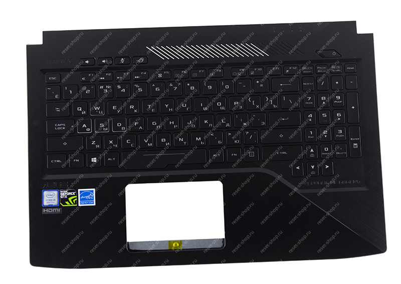 Клавиатура для ноутбука Б/У ASUS GL503VM топкейс черный, клавиши черные, с подсветкой