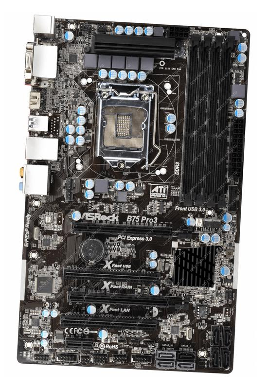 Сист.плата Б/У s1155 ASRock B75 Pro3: 4xDDR3 , 6xUSB, 8xSATA, VGA, DVI-D, HDMI, ATX