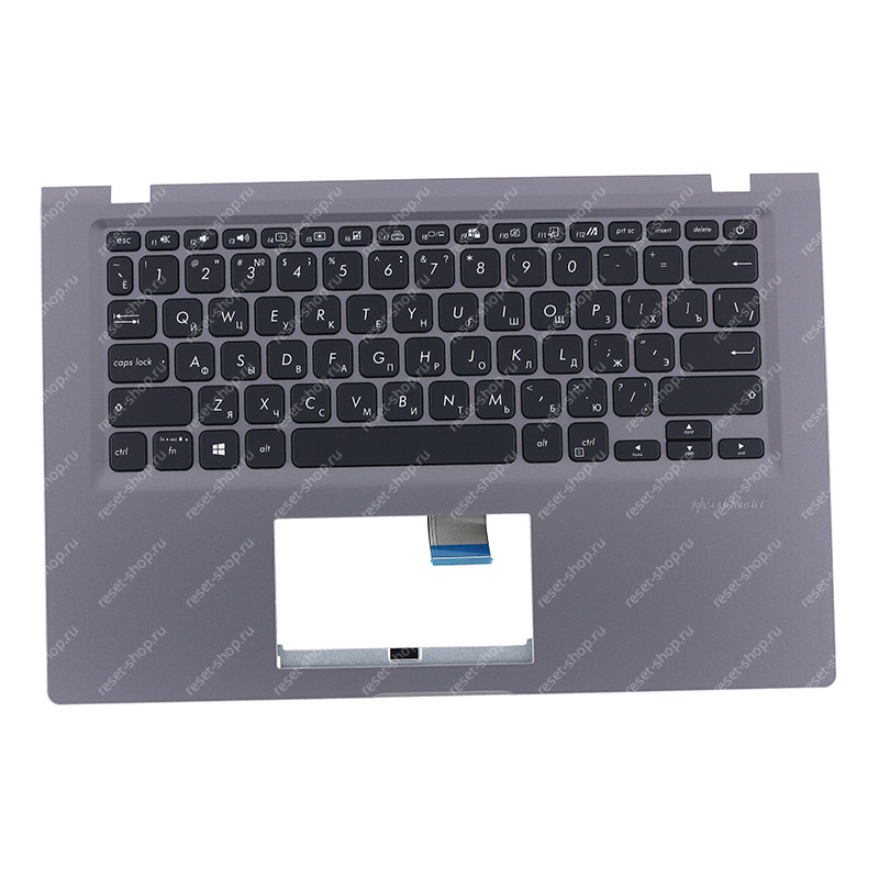 Клавиатура для ноутбука ASUS X415MA топкейс тёмно-серый, клавиши чёрные с подсветкой
