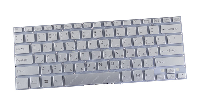 Клавиатура для ноутбука SONY SVF14N FIT серебристая без рамки с подсветкой