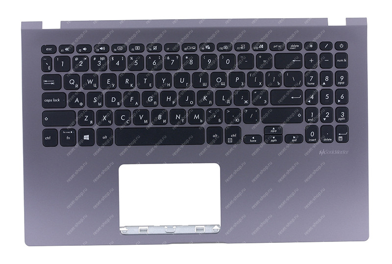 Клавиатура для ноутбука ASUS X509JB топкейс темно-серый, клавиши черные, с майларом Клавиатура для ноутбука ASUS X509JB топкейс темно-серый, клавиши черные, с майларом