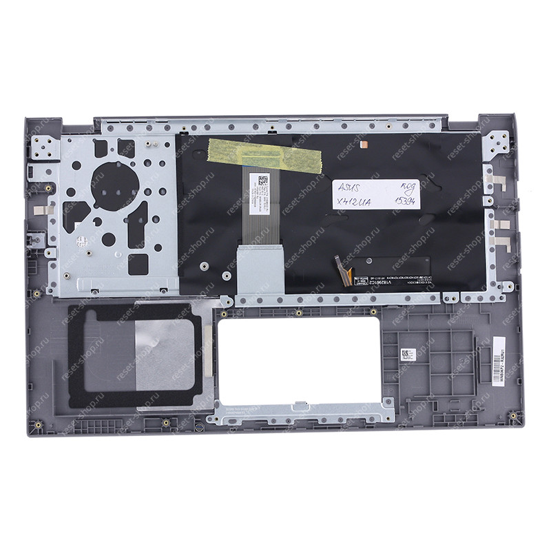 Клавиатура для ноутбука ASUS X412UA топкейс сиреневый, клавиши чёрные с подсветкой