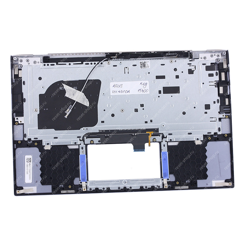 Клавиатура для ноутбука ASUS UX431DA топкейс серый, клавиши светло-голубые с подсветкой ИСПАНСКАЯ