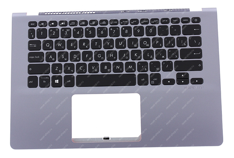 Клавиатура для ноутбука ASUS X430FA топкейс серо-красный, клавиши черные с подсветкой