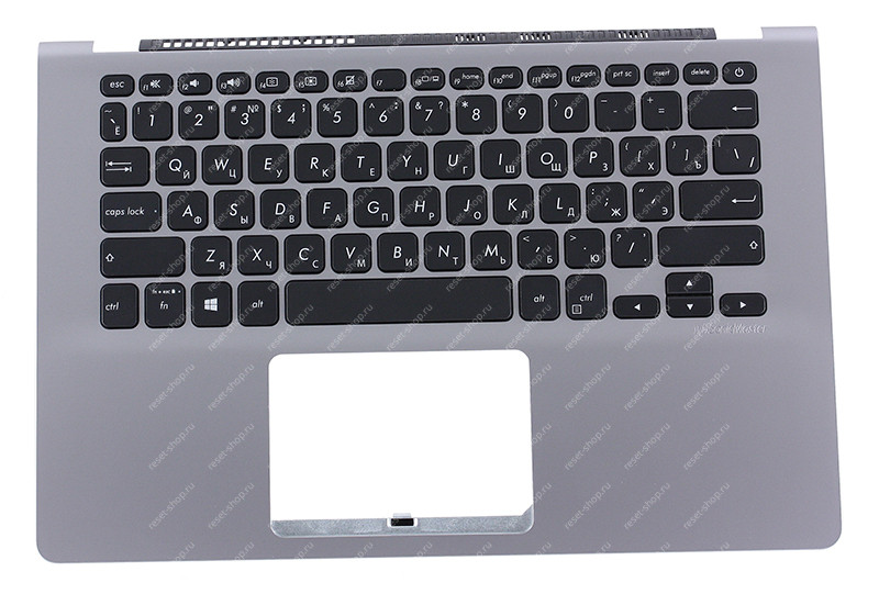 Клавиатура для ноутбука ASUS X430FA топкейс темно-серый, клавиши черные без подсветки