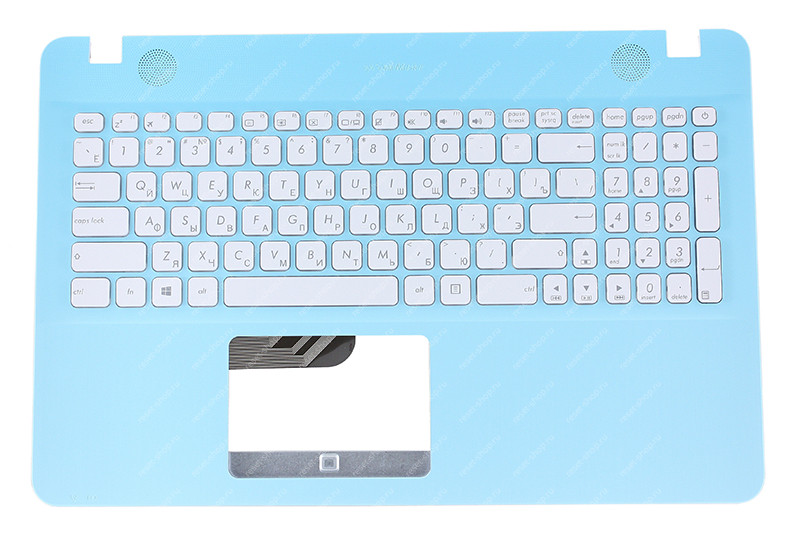 Клавиатура для ноутбука ASUS X541NA топкейс светло-голубой, клавиши белые