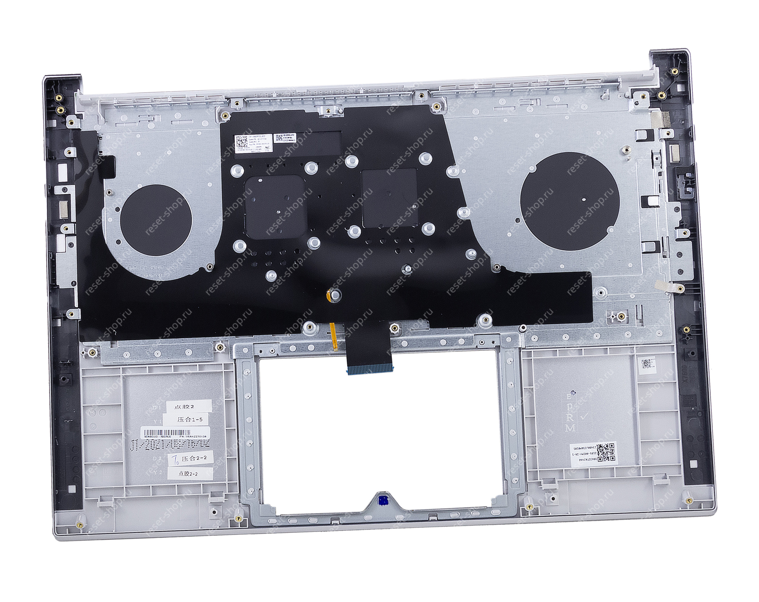 Клавиатура для ноутбука ASUS X7600PC топкейс серебристый, клавииши белые, с подсветкой