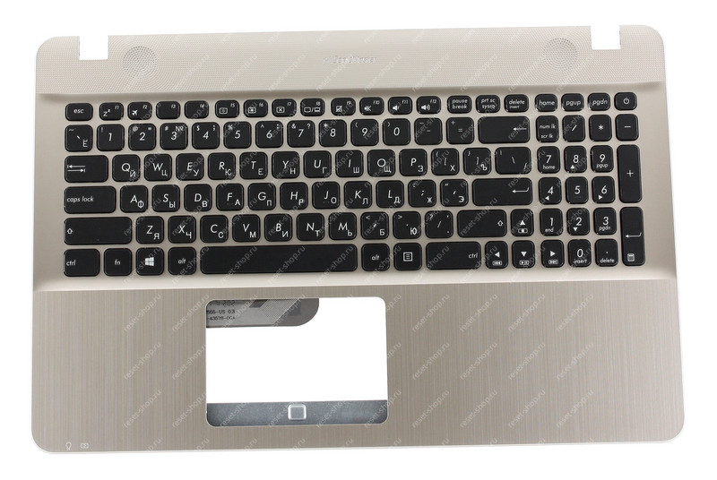 Клавиатура для ноутбука ASUS X541S топкейс золотистый, клавиши черные Клавиатура для ноутбука ASUS X541S топкейс золотистый, клавиши черные