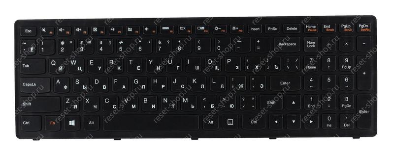 Клавиатура для ноутбука Lenovo G500S S510S черная с рамкой Клавиатура для ноутбука Lenovo G500S S510S черная с рамкой