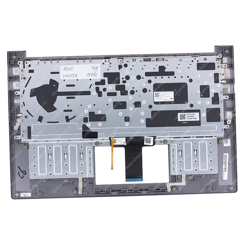 Клавиатура для ноутбука ASUS X421IA топкейс серый, клавиши черные с подсветкой