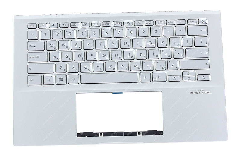 Клавиатура для ноутбука ASUS X432FA топкейс серебристый, клавиши серебристые с подсветкой