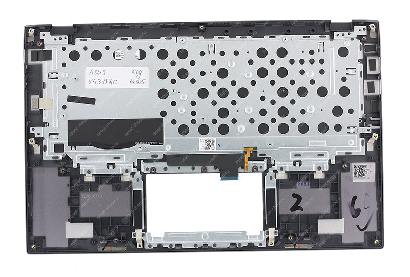 Клавиатура для ноутбука ASUS X431FAC топкейс темно-серый, клавиши серебристые с подсветкой