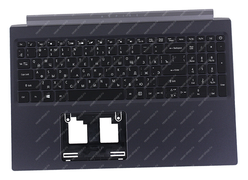 Клавиатура для ноутбука Acer Aspire 7 A715-41G топкейс темно-серый, клавиши черные с подсветкой Клавиатура для ноутбука Acer Aspire 7 A715-41G топкейс темно-серый, клавиши черные с подсветкой