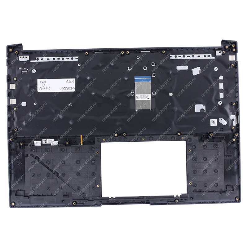 Клавиатура для ноутбука ASUS K6602VU топкейс тёмно-синий, клавиши чёрные с подсветкой