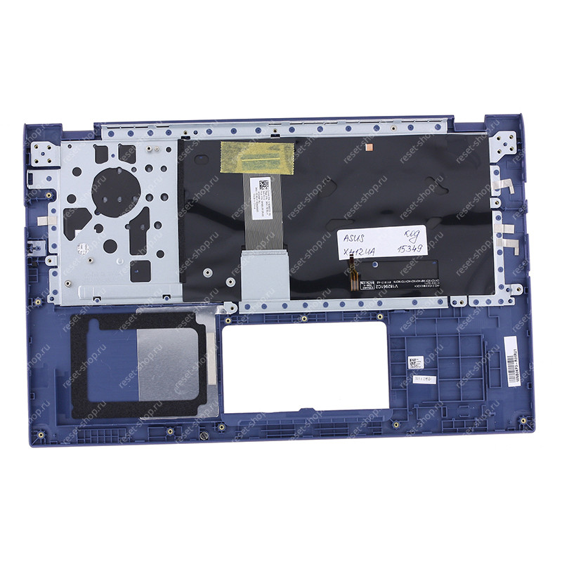 Клавиатура для ноутбука ASUS X412UA топкейс фиолетовый, клавиши чёрные с подсветкой / с FP