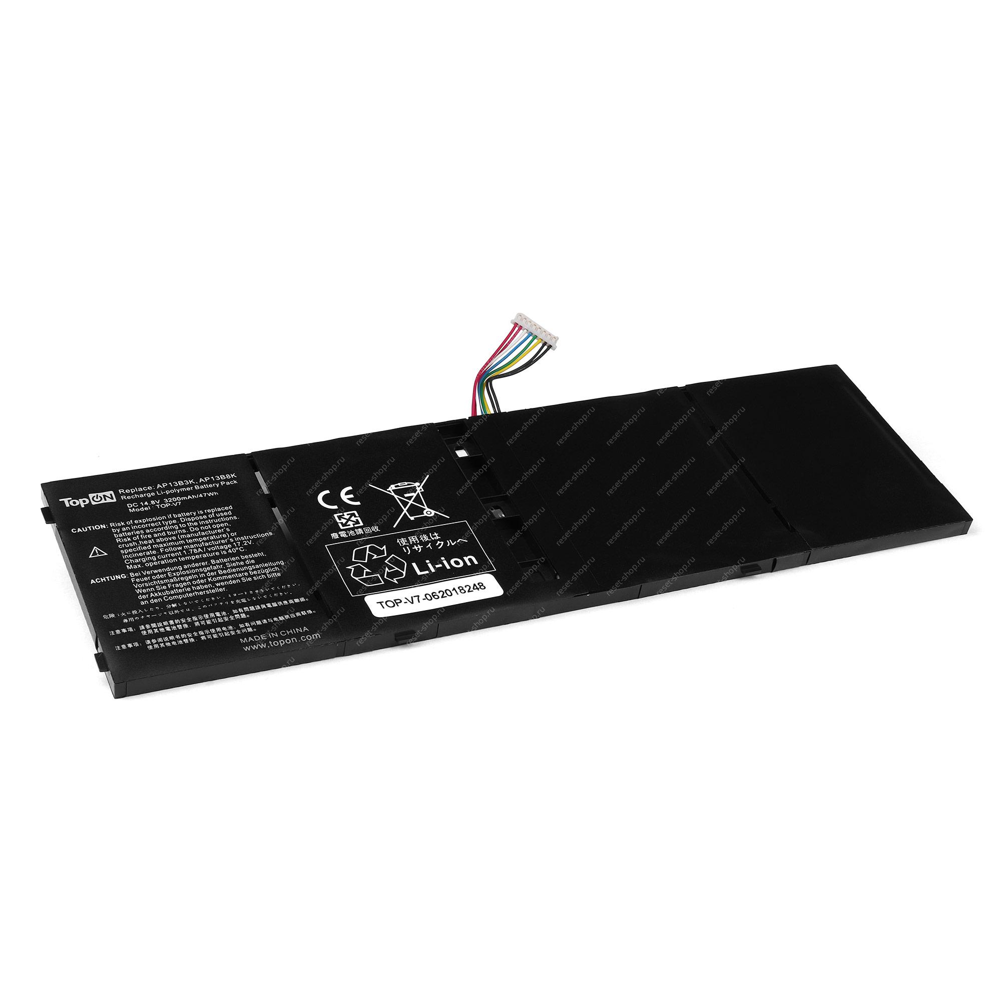 АКБ для ноутбука Acer (AP13B3K) TopON / 15V, 3560mAh / Aspire V5-572G черная АКБ для ноутбука Acer (AP13B3K) TopON / 15V, 3560mAh / Aspire V5-572G черная