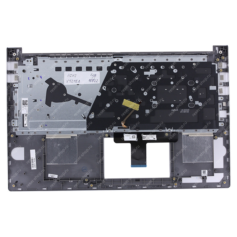 Клавиатура для ноутбука ASUS X521EA топкейс серебристый, клавиши серебристые с подсветкой