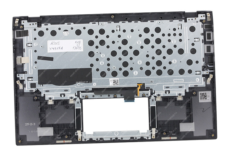 Клавиатура для ноутбука ASUS X431FA топкейс темно-серый, клавиши серебристые с подсветкой