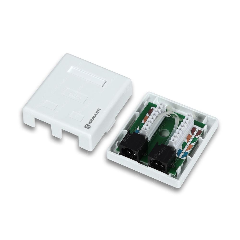 Розетка коммутационная настенная KRAULER 110IDC cat.6e UTP 2 порта RJ45(8P8C) Розетка коммутационная настенная KRAULER 110IDC cat.6e UTP 2 порта RJ45(8P8C)