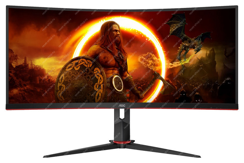 Монитор Б/У 34" AOC CU34G2X/BK 3440x1440@144Гц VA 1 мс, 300 кд/м2, 80М:1, 2xHDMI, 2xDP