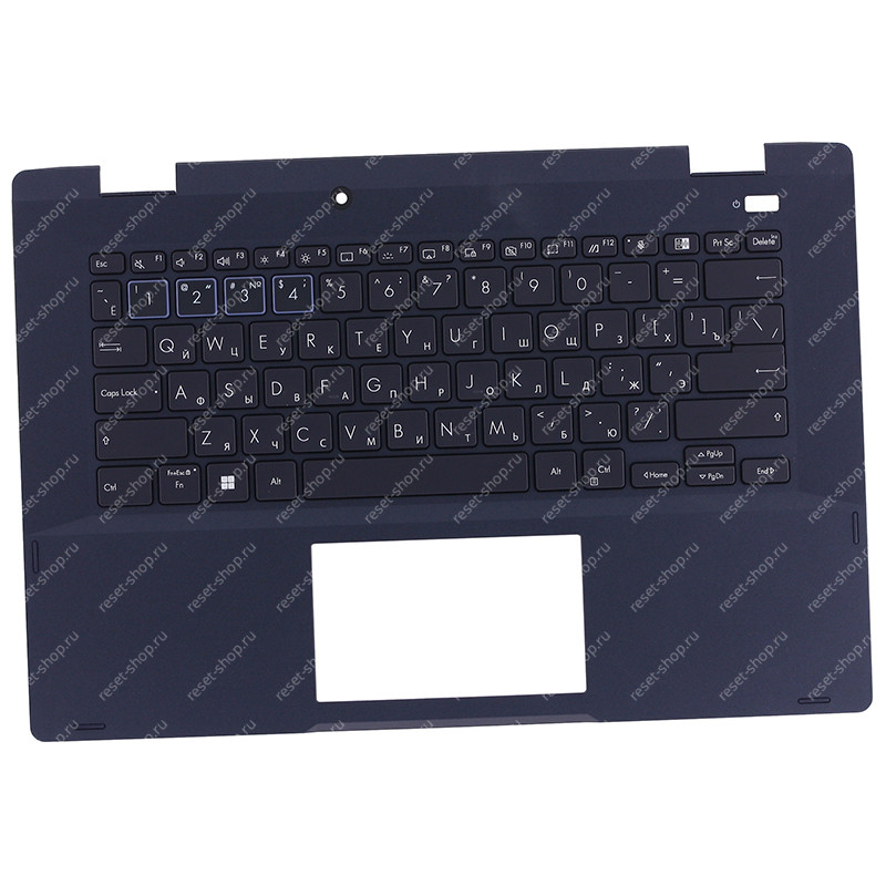 Клавиатура для ноутбука ASUS B3402FBA топкейс тёмно-синий, клавиши тёмно-синие с подсветкой