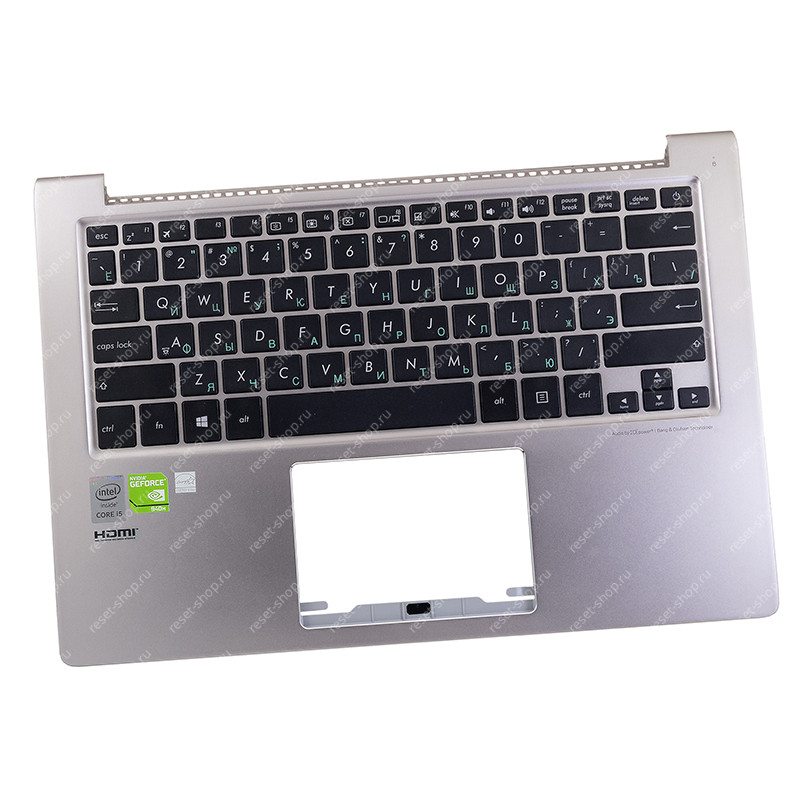 Клавиатура для ноутбука Б/У ASUS UX303LB топкейс серебристый, клавиши черные