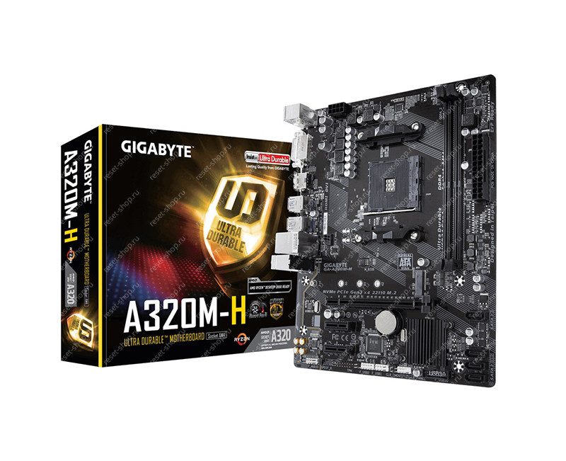 Сист.плата Б/У sAM4 GIGABYTE GA-A320M-H 2хDDR4,4хSATA,6хUSB, DVI,HDMI,PCI-E16,2xPCI-E1 mATX